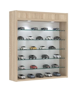 Витрина настенная №1-7Г открытая с пятью полками и верхним светом, Дуб сонома