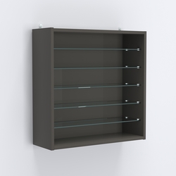 Витрина настенная №201-5Г открытая с пятью прозрачными полками, Черный