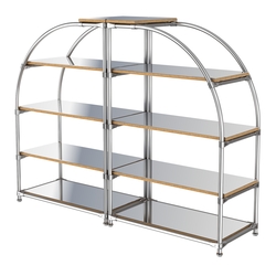 Комбинация стендов TD-06 №1-5 (с полками Зеркало 4мм), Дуб Золотистый