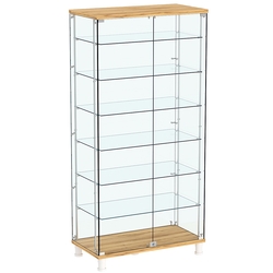 Витрина РОНДО с регулировочными полками №4-5-РЕГ на ножках (задняя стенка стекло), Дуб Золотистый