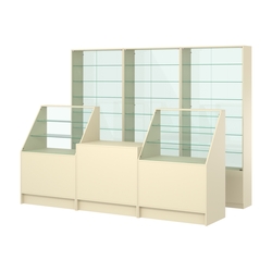 Комплект витрин с регулировочными полками NE-6 №12-1 и прилавков ЭК-7, Крем Вайс