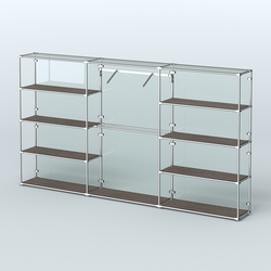 Торговая система ХРОМ (задняя стенка - стекло) 3600 мм с полками ДСП и поручнями №9, Дуб Венге