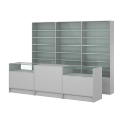 Комплект витрин с наклонными полками SL-6 №12 и прилавков ЭК-2, Серый