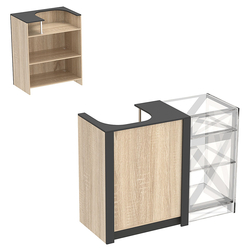 Прилавок из ДСП Модерн №1 под кассу концевой, Дуб Сонома + Черный