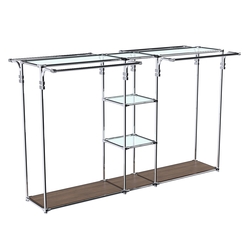 Хромированный стенд-вешало TD-50 №1-1 Хром (с прозрачными полками стекло 6мм), Орех