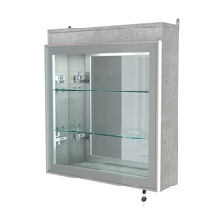 Витрина настенная №1-4А с подсветкой и зеркалом серии Collecto, Метрополитан Грей