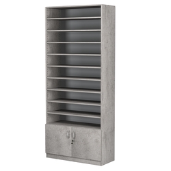 Стеллаж из ДСП с 9-ю полками 350x900 мм серии LEVEL-9 №13 (З/C - ДВП), Бетон Чикаго светло-серый F186 ST9