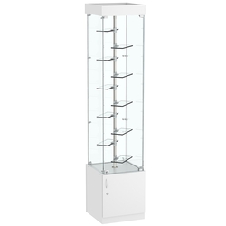 Квадратная стеклянная торговая витрина с маленькими прозрачными полочками Фрактал №2-2, Серый