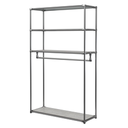 Хромированное вешало БАШНЯ №6-3 с полками ДСП 16мм, Метрополитан Грей