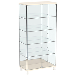 Витрина РОНДО №4-2 на ножках (задняя стенка зеркало), Крем Вайс