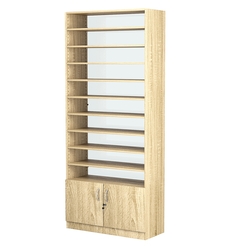 Стеллаж из ДСП с 9-ю полками 400x900 мм серии LEVEL-9 №14-1 (З/C - СТЕКЛО), Дуб Сонома