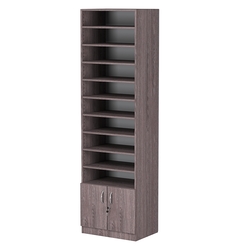 Стеллаж из ДСП с 9-ю полками 400x600 мм серии LEVEL-9 №7 (З/C - ДВП), Ясень Анкор темный