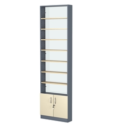 Стеллаж из ДСП с 7-ю полками 150x600 мм серии LEVEL-7 №2-1 (З/C - СТЕКЛО), Темно-серый + Крем Вайс