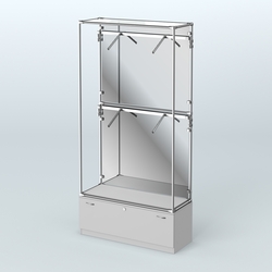 Торговая система ХРОМ (задняя стенка - зеркало) 1200 мм №3-1 с тумбой Т-11 и поручнями, Серый