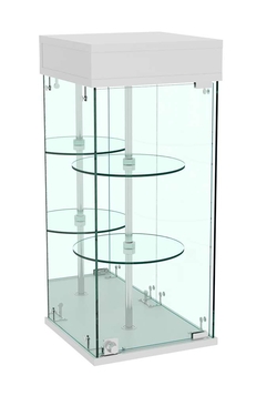 Витрина РОТАЦИЯ настольная с вращающимися полками №25-2 (задняя стенка - зеркало), Серый