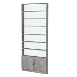 Стеллаж из ДСП с 6-ю полками 100x900 мм серии LEVEL-6 №8-1 (З/C - СТЕКЛО), Бетон Чикаго светло-серый F186 ST9