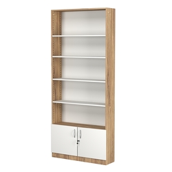 Стеллаж из ДСП с 4-мя полками 250x900 мм серии LEVEL-4 №11 (З/C - ДВП), Дуб Канзас коричневый + Белый