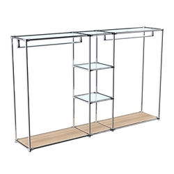 Хромированный стенд-вешало TD-48 №1-1 Хром (с прозрачными полками стекло 6мм), Дуб Сонома