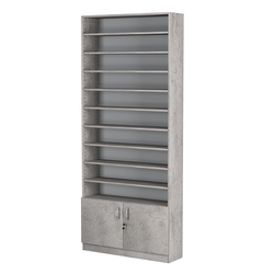 Стеллаж из ДСП с 9-ю полками 250x900 мм серии LEVEL-9 №11 (З/C - ДВП), Бетон Чикаго светло-серый F186 ST9