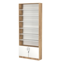 Стеллаж из ДСП с 6-ю полками 250x900 мм серии LEVEL-6 №11 (З/C - ДВП), Дуб Канзас коричневый + Белый