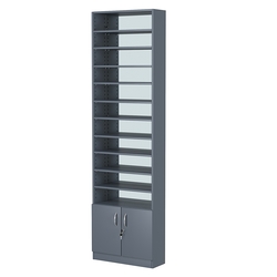 Стеллаж из ДСП с 10-ю полками 200x600 мм серии LEVEL-10 №3-2 (З/C - ЗЕРКАЛО), Темно-Серый