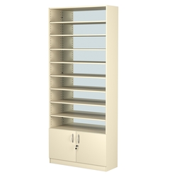 Стеллаж из ДСП с 8-ю полками 300x900 мм серии LEVEL-8 №12-2 (З/C - ЗЕРКАЛО), Крем Вайс