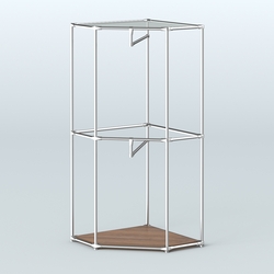 Угловой стеллаж Хром №6 с поручнями, Орех