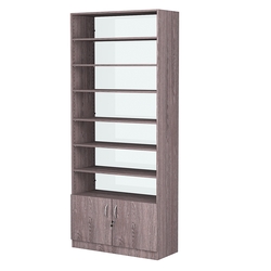 Стеллаж из ДСП с 6-ю полками 400x900 мм серии LEVEL-6 №14-1 (З/C - СТЕКЛО), Ясень Анкор темный