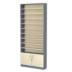 Стеллаж из ДСП с 9-ю полками 200x900 мм серии LEVEL-9 №10 (З/C - ДВП), Темно-серый + Крем Вайс