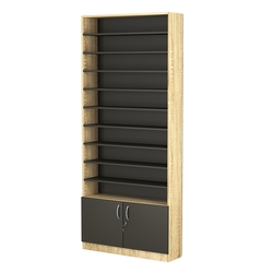 Стеллаж из ДСП с 9-ю полками 250x900 мм серии LEVEL-9 №11 (З/C - ДВП), Дуб Сонома + Черный