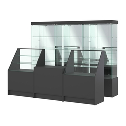 Комплект стеклянных витрин ИС-03 и прилавков ЭК-7, Черный