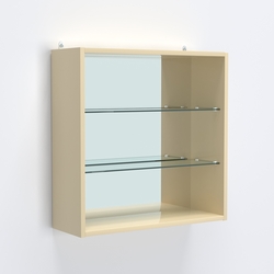 Витрина настенная №201-2Г открытая с зеркалом, Крем Вайс