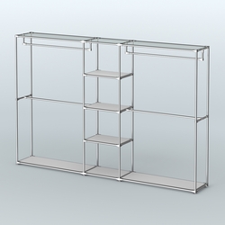 Торговая система ХРОМ без ДСП 3030 мм с полками ДСП и поручнями №4, Серый