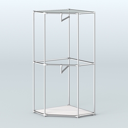 Угловой стеллаж Хром №6 с поручнями, Ясень Анкор светлый