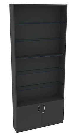 Витрина СЭСП-О №1-200 (З/C - ДВП) со стеклянными полками, Черный