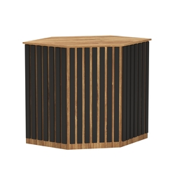 Торговый стол-прилавок шестигранный с планками серии ПРИЛИВ №22, Дуб Канзас Коричнерый + черный