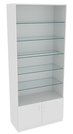 Витрина СЭСП-О №1-400 (З/C - ДВП) со стеклянными полками, Серый