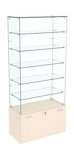 Витрина Кристалл №605 прямоугольная (З/C - стекло), без дверей., Крем Вайс