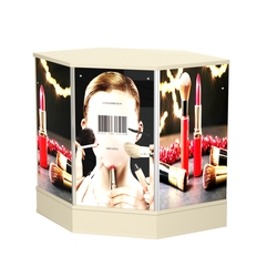 Стол-прилавок со световым коробом шестигранный №22, Крем Вайс