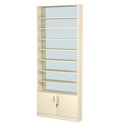 Стеллаж из ДСП с 7-ю полками 150x900 мм серии LEVEL-7 №9-2 (З/C - ЗЕРКАЛО), Крем Вайс