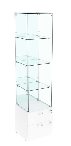 Витрина ХРУСТАЛЬ №108 стаканчик (З/C - зеркало), без дверей, Белый