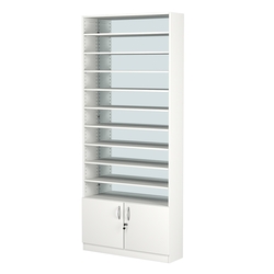 Стеллаж из ДСП с 10-ю полками 250x900 мм серии LEVEL-10 №11-2 (З/C - ЗЕРКАЛО), Белый