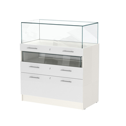 Прилавок ювелирный "Диаманд" №2-1000 пристенный, ЛДСП белый + МДФ белый