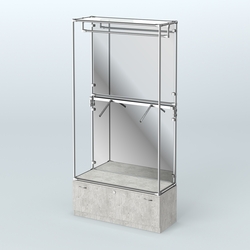 Торговая система ХРОМ (задняя стенка - зеркало) 1200 мм №2-1 с тумбой Т-11 и поручнями, Метрополитан Грей