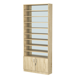 Стеллаж из ДСП с 8-ю полками 200x900 мм серии LEVEL-8 №10-2 (З/C - ЗЕРКАЛО), Дуб Сонома