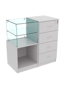 Прилавок двухсекционный Истра с квадратным накопителем №10+13, Серый