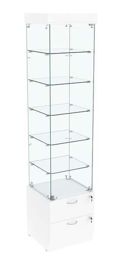 Витрина ХРУСТАЛЬ №502 стаканчик (задняя стенка - стекло), Белый