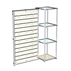 Хромированное вешало ЩИТ №1-1 с полками стекло 6мм, Крем Вайс