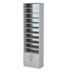 Стеллаж из ДСП с 9-ю полками 300x600 мм серии LEVEL-9 №5-2 (З/C - ЗЕРКАЛО), Серый