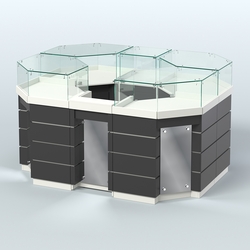 Торговый островок GOLD с зеркальным фасадом №1-1 (3,13 кв.м), Белый и Черный